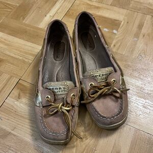 Sperry Women's Brown and Gold Loafers